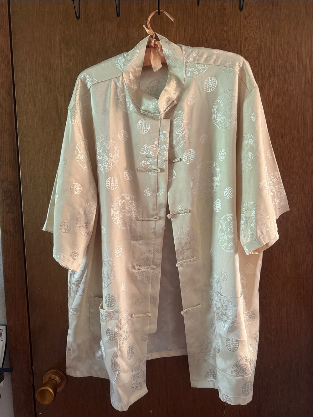 Silky-Blend Mandarin Collar Tunic in Light Champagne
